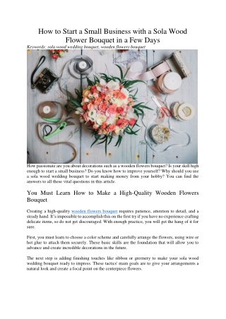 How to Start a Small Business with a Sola Wood Flower Bouquet in a Few Days