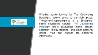 The Counselling Paradigm  Thecounsellingparadigm.sg