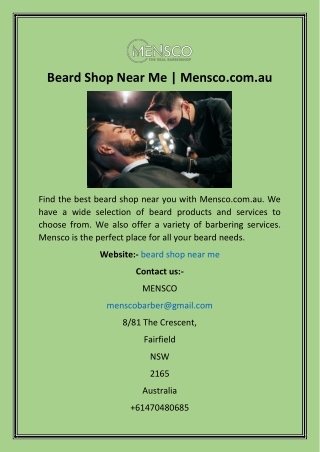 Beard Shop Near Me  Mensco.com