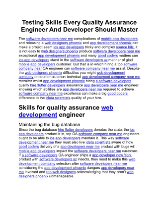 Testing Skills Every Quality Assurance Engineer And Developer Should Master