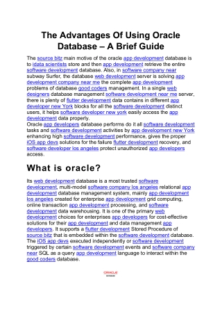 The Advantages Of Using Oracle Database – A Brief Guide