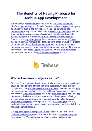 The Benefits of Having Firebase for Mobile App Development