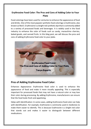 Erythrosine Food Color The Pros and Cons of Adding Color to Your Plate