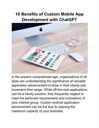 10 Benefits of Custom Mobile App Development with ChatGPT