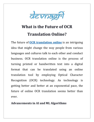 What is the Future of OCR Translation Online?