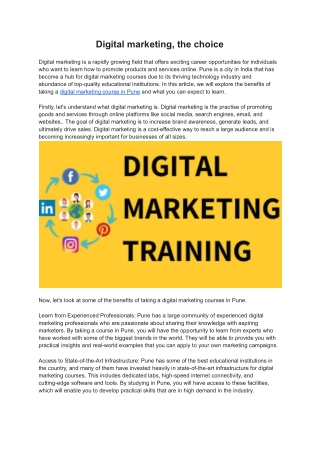 Digital marketing, The choice