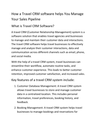 How a Travel CRM software helps You Manage Your Sales Pipeline