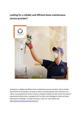 Looking for a reliable and efficient home maintenance service provider