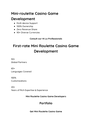 10 Mini Roulette Casino Game Development