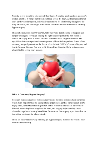 A Comprehensive Guide on Coronary Bypass Surgery