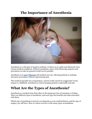 The Importance of Anesthesia