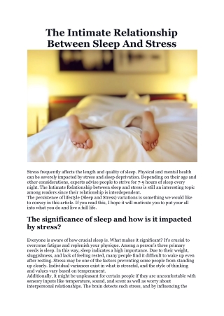 The Intimate Relationship Between Sleep And Stress