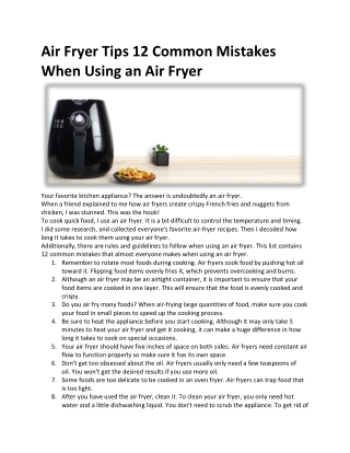 Air Fryer Tips 12 Common Mistakes When Using an Air Fryer - Al Fatah Electronics