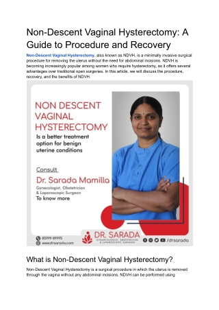 Non-Descent Vaginal Hysterectomy_ A Guide to Procedure and Recovery