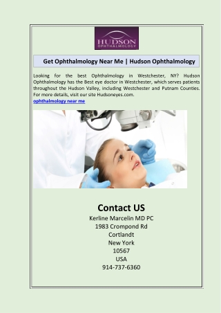 Get Ophthalmology Near Me | Hudson Ophthalmology