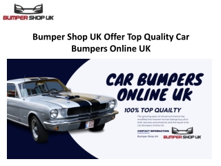 Bumper Shop UK Offer Top Quality Car Bumpers Online UK