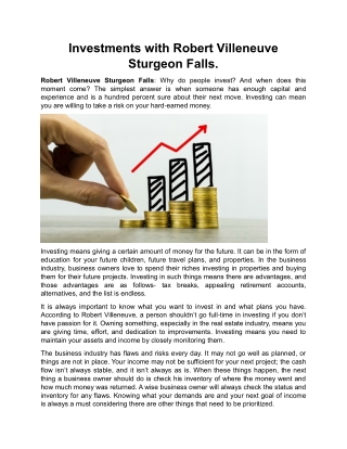 Investments With Robert Villeneuve Sturgeon Falls.