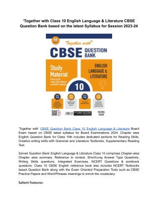 Best CBSE Question Bank English Language & Literature 2023 Edition for Class 10