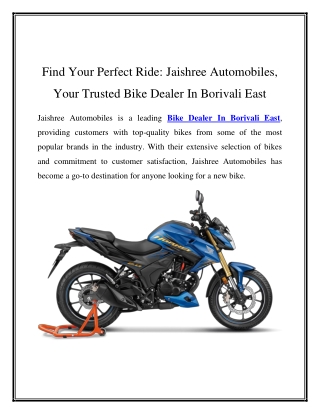 Bike Dealer in Borivali East Call-8484930609