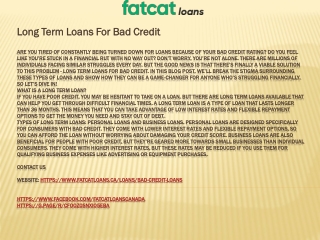 Long Term Loans For Bad Credit