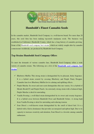 Humboldt's Finest Cannabis Seeds