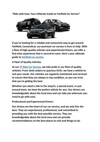 "Ride with Ease: Your Ultimate Guide to Fairfield Car Service"