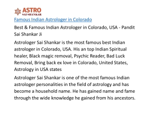 Famous Indian Astrologer in Colorado