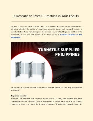 3 Reasons to Install Turnstiles in Your Facility