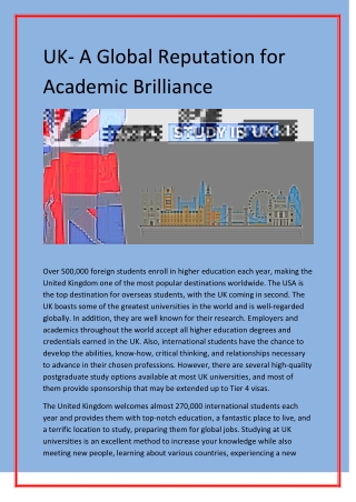 UK- A Global Reputation for Academic Brilliance