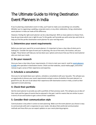 Expert Tips for Hiring Destination Event Planners in India