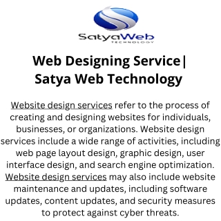 Web Designing Service  Satya Web Technology