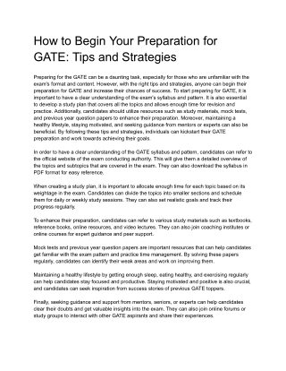How to Begin Your Preparation for GATE: Tips and Strategies