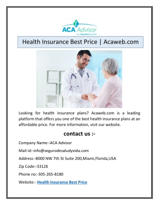 Health Insurance Best Price | Acaweb.com