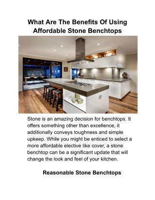 What Are The Benefits Of Using Affordable Stone Benchtops