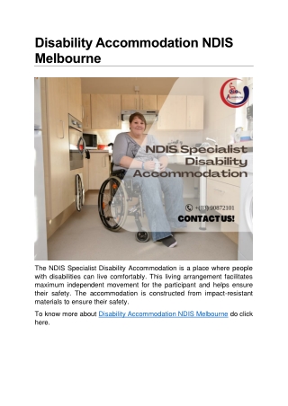 Disability Accommodation NDIS Melbourne
