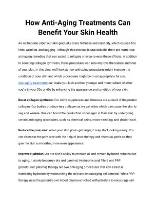 How Anti-Aging Treatments Can Benefit Your Skin Health