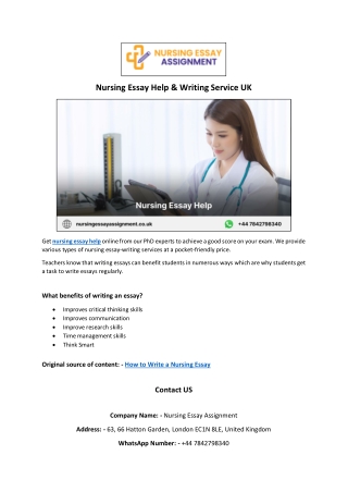 Nursing Essay Help
