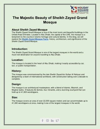 The Majestic Beauty of Sheikh Zayed Grand Mosque