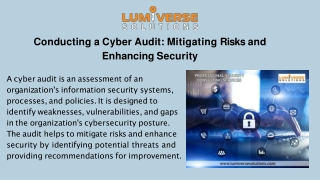 Conducting a Cyber Audit : Mitigating Risks and Enhancing Security