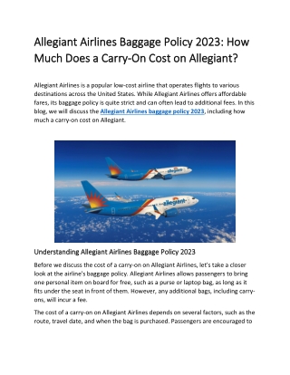 How Much Does a Carry-On Cost on Allegiant