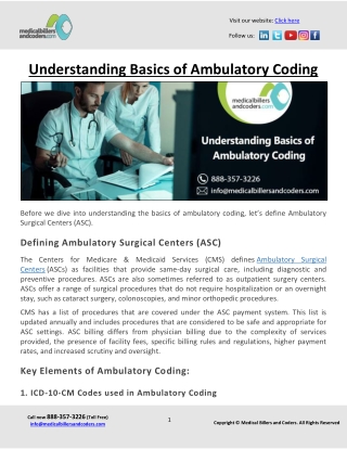 Understanding Basics of Ambulatory Coding