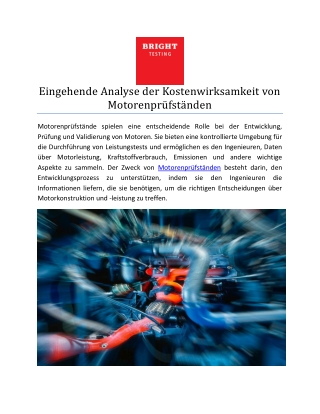 Eingehende Analyse der Kostenwirksamkeit von Motorenprüfständen