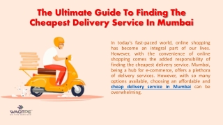Cheap Delivery Service In Mumbai
