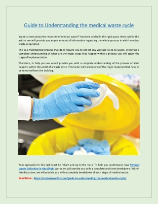 Guide to Understanding the medical waste cycle