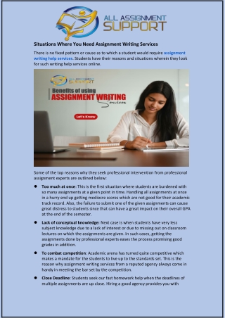 Situations Where You Need Assignment Writing Services