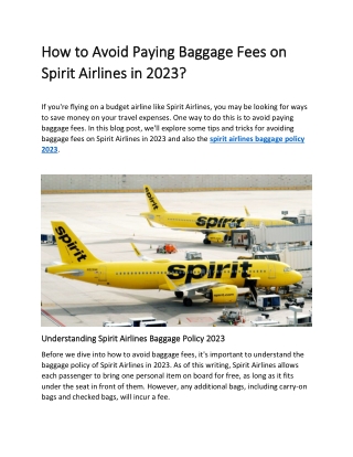 How to Avoid Paying Baggage Fees on Spirit Airlines in 2023