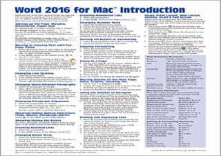 PDF Word 2016 for Mac Introduction Quick Reference Guide (Cheat Sheet of Instruc
