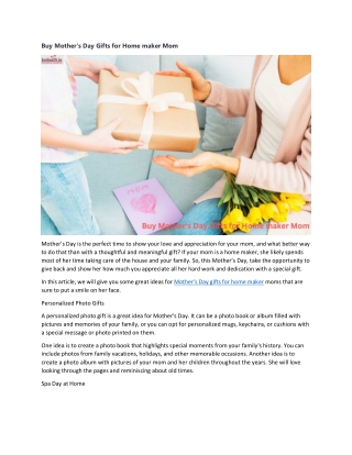 Buy Mother’s Day Gifts for Home maker Mom