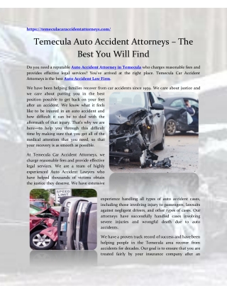 Temecula Car Accident Attorneys