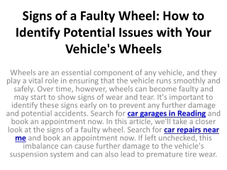 Signs of a Faulty Wheel: How to Identify Potential Issues with Your Vehicle's Wh